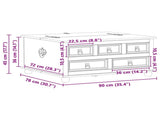 Storage box with Drawer White 90 x78 x 45 cm Solid Pine Wood 42024938