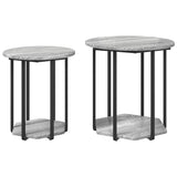 Side Table Set with Shelf 2 pcs Grey 869717