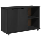 Rolling Cabinet Black 100 x 39 x 65.5 cm Solid Pine Wood 42028387