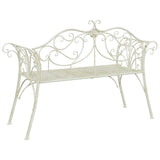 Garden Bench 2-Seater 130 x 47 x 90 cm Steel Antique White 42029544