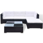 5 Piece Garden Lounge Set with Cushions Poly Rattan Black 42740