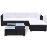 5 Piece Garden Lounge Set with Cushions Poly Rattan Black 42740