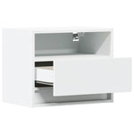 ZNTS Wall-mounted Bedside Cabinet with LED Lights White 852061