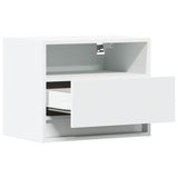 ZNTS Wall-mounted Bedside Cabinet with LED Lights White 852061