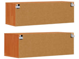 Wall Cabinet 2 pcs Wax Brown 80 x 30 x 35 cm Solid Pine Wood 869856