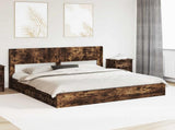 Bed Frame with Storage and Headboard Smoked Oak 180 x 200 cm 3414363