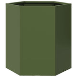 Garden Planter Olive Green Hexagon 46x40x45 cm Steel 851114