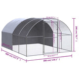 Outdoor Chicken Coop 3x4x2 m Galvanised Steel 3095473