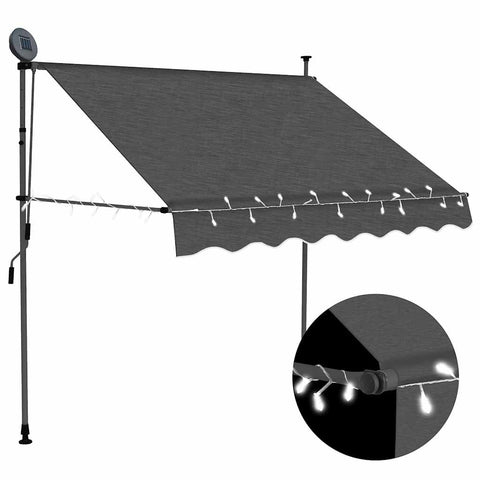 Manual Retractable Awning with LED 150 cm Anthracite 145863