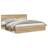 Bed Frame with Headboard Sonoma 200 x 200 cm Solid Pine Wood 3410557
