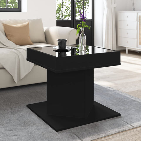 ZNTS Coffee Table with LED Black 50x50x45 cm Engineered Wood 847561