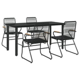 5 Piece Garden Dining Set Black PVC Rattan 3156572