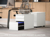 3-Drawer Steel Filing Cabinet with Lock and Wheels - White T3398P341015