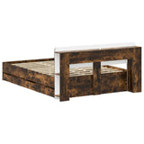 Bed Frame with Storage Smoked Oak 135 x 190 cm Engineered Wood 3433952
