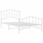 ZNTS Metal Bed Frame without Mattress with Footboard White 107x203cm 373852