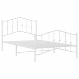ZNTS Metal Bed Frame without Mattress with Footboard White 107x203cm 373852