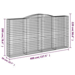 Arched Gabion Baskets 8 pcs 400x50x200/220 cm Galvanised Iron 3147067