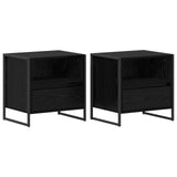 Bedside Table 2 pcs Black Oak 50 x 39.5 x 50 cm Engineered Wood 886667