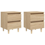 Bed Cabinets & Solid Pinewood Legs 2 pcs Sonoma Oak 40x35x50 cm 805858
