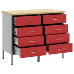 Work Cabinet with Drawer 2 pcs Red and Grey 100 x 55 x 85 cm 3321363