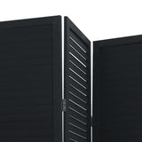 Room Divider 6 Panels Black Solid Wood Paulownia 358859