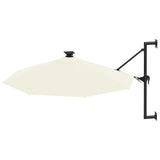 Wall-mounted Garden Parasol with LEDs 300 cm Sand 312522