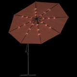 Cantilever Garden Parasol with LED Lights Terracotta 350 cm 313783