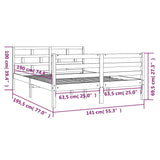 ZNTS Bed Frame without Mattress Double Solid Wood 3101258