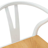 Dining Chair 2 pcs White and Natural Solid Rubber Wood 42020416