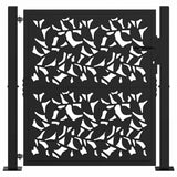 Garden Gate Black 100x100 cm Steel Leaf Design 4100959