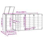 Wheelie Bin Storage for 4 Bins Black 276x79x117 cm Steel 3279979