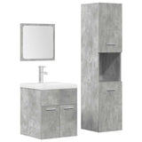 4 Piece Bathroom Furniture Set Concrete Grey Engineered Wood 3324898