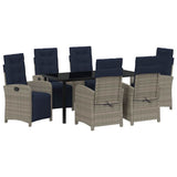 Garden Dining Set with Cushion 7 pcs Grey Poly Rattan 3380362