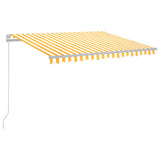 Manual Retractable Awning with LED 300x250 cm Yellow and White 3068863