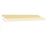 Manual Retractable Awning with LED 500x300 cm Yellow and White 3069583