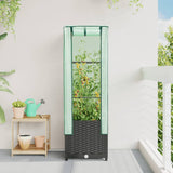 Raised Bed with Greenhouse Cover Rattan Look 40x40x139 cm 4015813