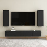 ZNTS 4 Piece TV Cabinet Set Black Engineered Wood 3078749
