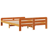 Bed Frame without Mattress Wax Brown 150x200 cm King Size Solid Wood Pine 855471
