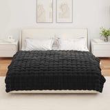 Anti-Slip Faux Rabbit Fur Blanket Olite Black 150 x 220 cm 42021834