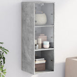 Wall Cabinet with Glass Doors Concrete Grey 35x37x100 cm 836486