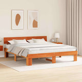 Bed Frame with Headboard Wax Brown 180 x 200 cm Solid Pine Wood 872559