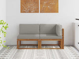 Outdoor Middle and Corner Sofa 2 Piece Natural and Light Grey 900470