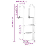 3-Step Dock Ladder Silver 45 x 11.5 x 134 cm Aluminum 42011353