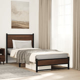 Metal Bed Frame without Mattress Brown Oak 90x200 cm 4007933