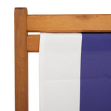 Folding Beach Chairs 2 pcs Blue and White Fabric and Solid Wood 3214501