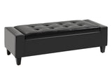 PU Leather Storage Ottoman Bench Storage Chest Tufted Ottoman Cube w/ Flipping Top 92L x 40W x 40H T3398P328175