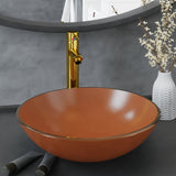 Bathroom Sink with Tap and Push Drain Brown Tempered Glass 3098456