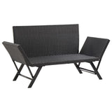 Garden Bench with Cushions Black 176 cm Poly Rattan 317181