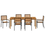 Garden Dining Set 7 pcs Black Solid Acacia Wood 3365523