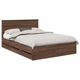 Bed Frame with Drawer Brown Oak 140 x 190 cm Engineer Wood 3407983